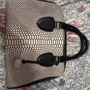 Brahmin black and white hand bag